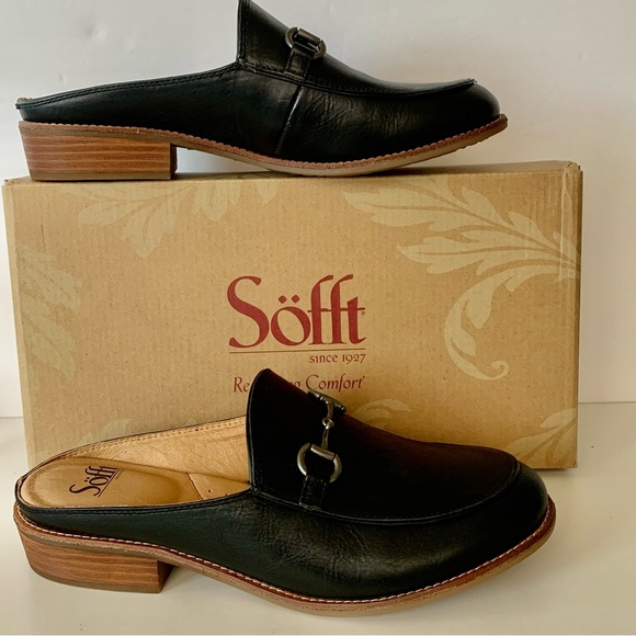 Sofft Mules Naoko Black Leather New in Box Size 10 - Picture 2 of 14